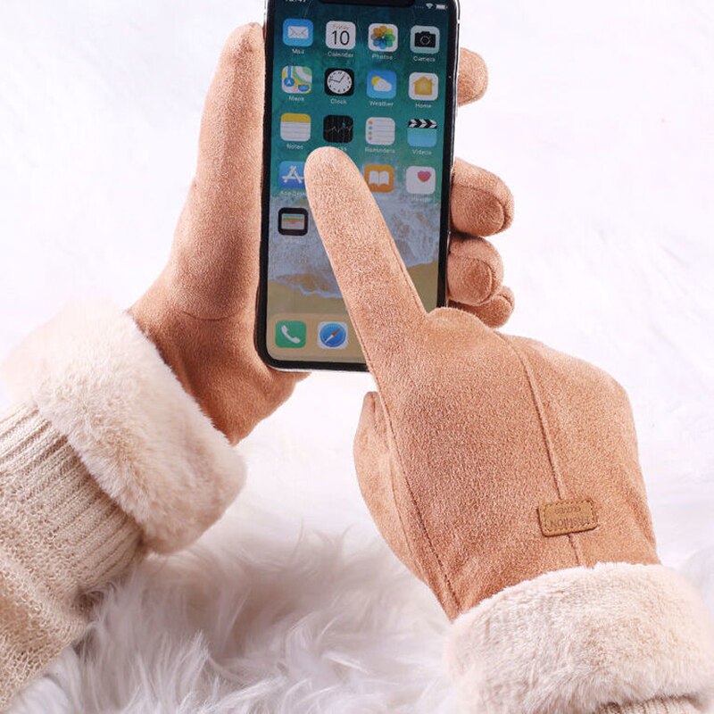 Naisten käsineet talvi lämmin kashmir söpö karvainen lämpimät rukkaset kokosormi lapaset ulkourheilu kosketusnäyttö naisten käsineet