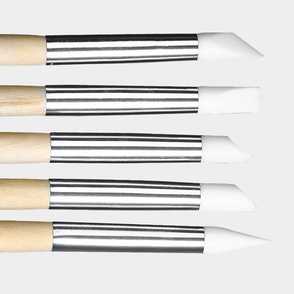 5 uds, pincel de silicona para manicura, grabado en relieve, lápiz de goma para modelador de uñas, herramienta para manicura