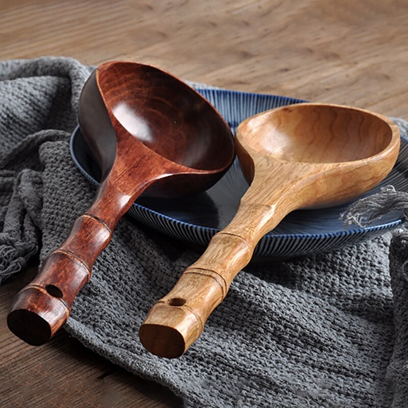Houten pollepel, kookhoeklepel, keukenlepel, houten waterlepel, soeplepel, grote serveerlepel, pollepellepel