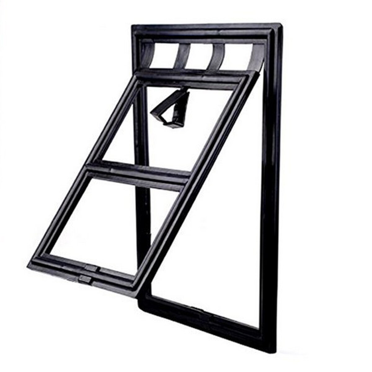 Puerta de plástico bloqueable para perros, gatos y gatitos, ventana de seguridad, puerta con solapa, túnel para mascotas, puerta de acceso libre para el hogar: Black