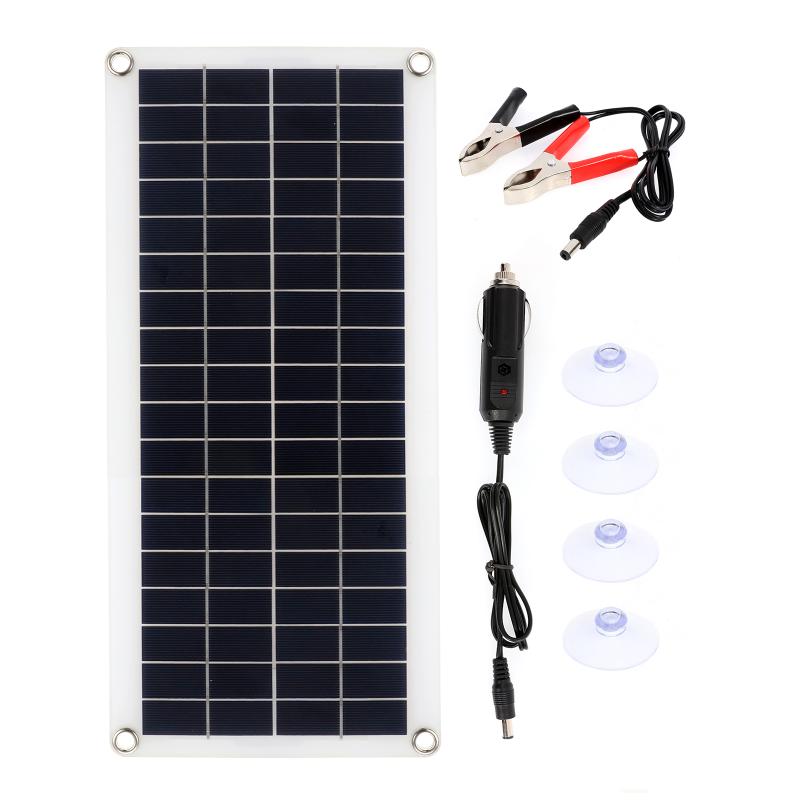 30W 12V Solar Panel Kit Complete with battery Clip 10/20/30A Solar Car Charger Controller Solar Cells for Outdoor Camping Hiking