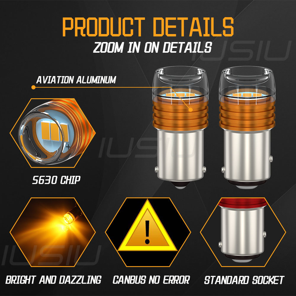 IUSIU 2 pièces Flash stroboscopique 1156 1157 ampoule Led BA15S BAY15D P21/5W P21W R5W lumière de voiture S25 indicateur frein lampe de signalisation inverse rouge