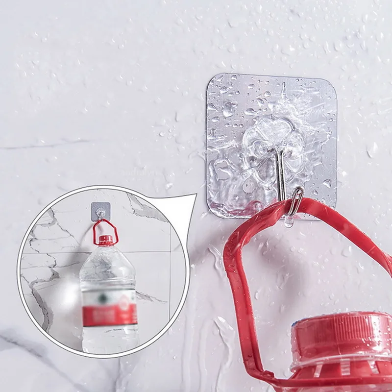 1-20 Stuks Badkamer Haak Transparante Muur Haken Hangers Zelfklevende Deur Muur Hangers Haken Voor Sleutel Tas Keuken bad Accessoires