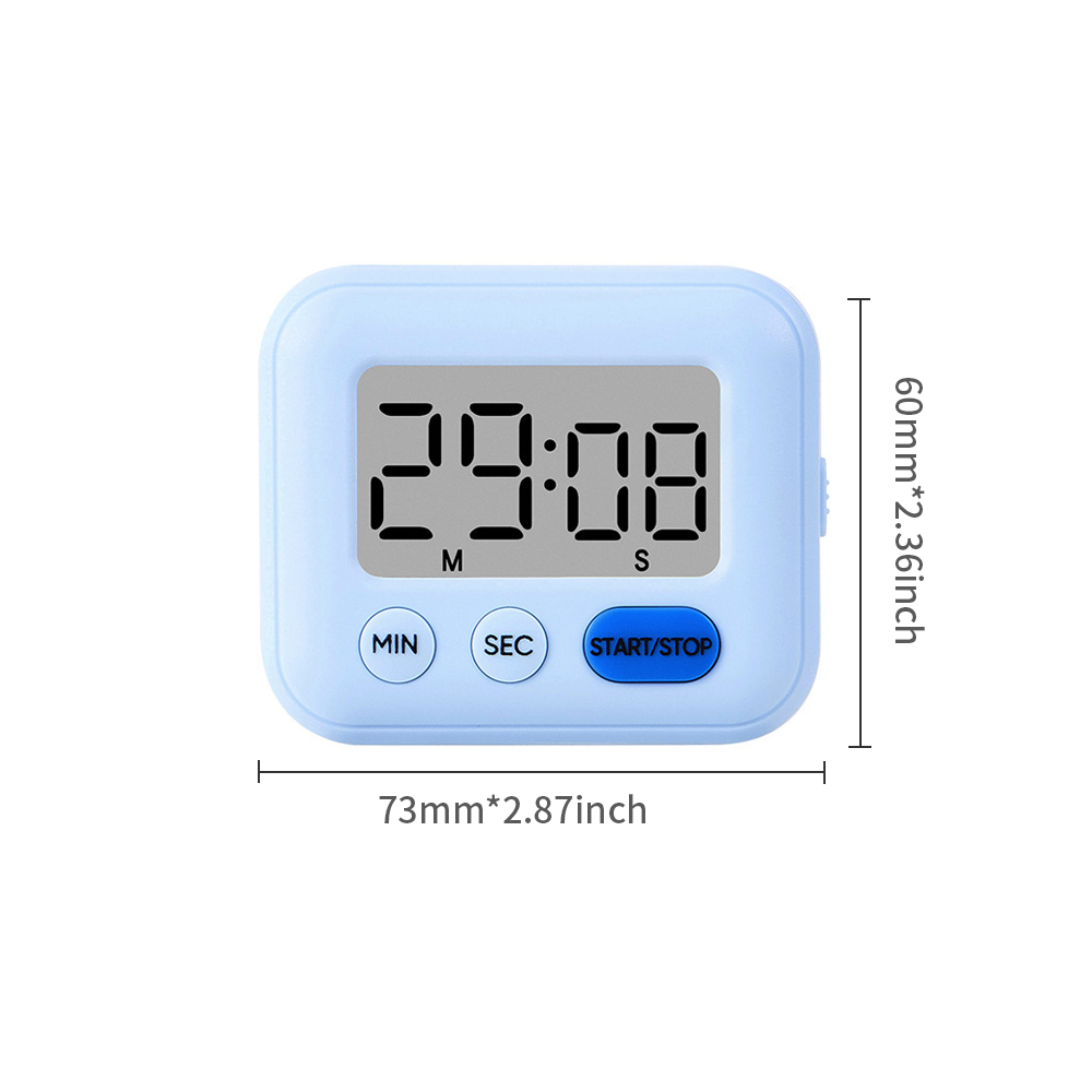 Digital LCD kitchen timer with on/off switch, mute and loud alarm, 24-hour clock, children, teachers, kitchen