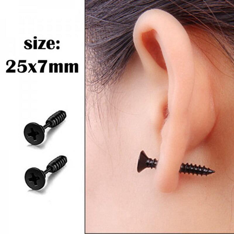 2022 Trendy Black Metal Oorringen Voor Mannen Punk Gothic Jongen Cirkel Piercing Sieraden Straat Rock Hip Hop Rapper Accessoires: 8