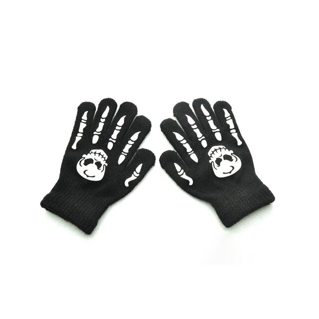 freundlicher Gestrickte Leucht Handschuhe Halloween Skelett Finger Fäustlinge Geister Pfote Volle Finger Handschuh für Art: B