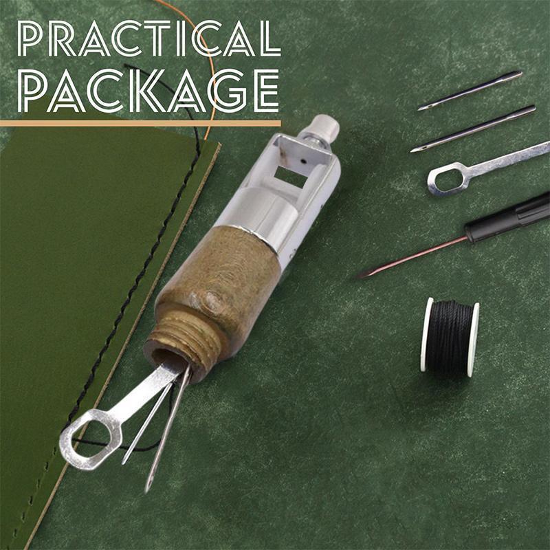 Leather Sewing Awl Kit Hand Stitcher Set Lock Stitching Sewing Awl Leather Hand Stitcher Thread Needles Kit For Fabric Craft Sti