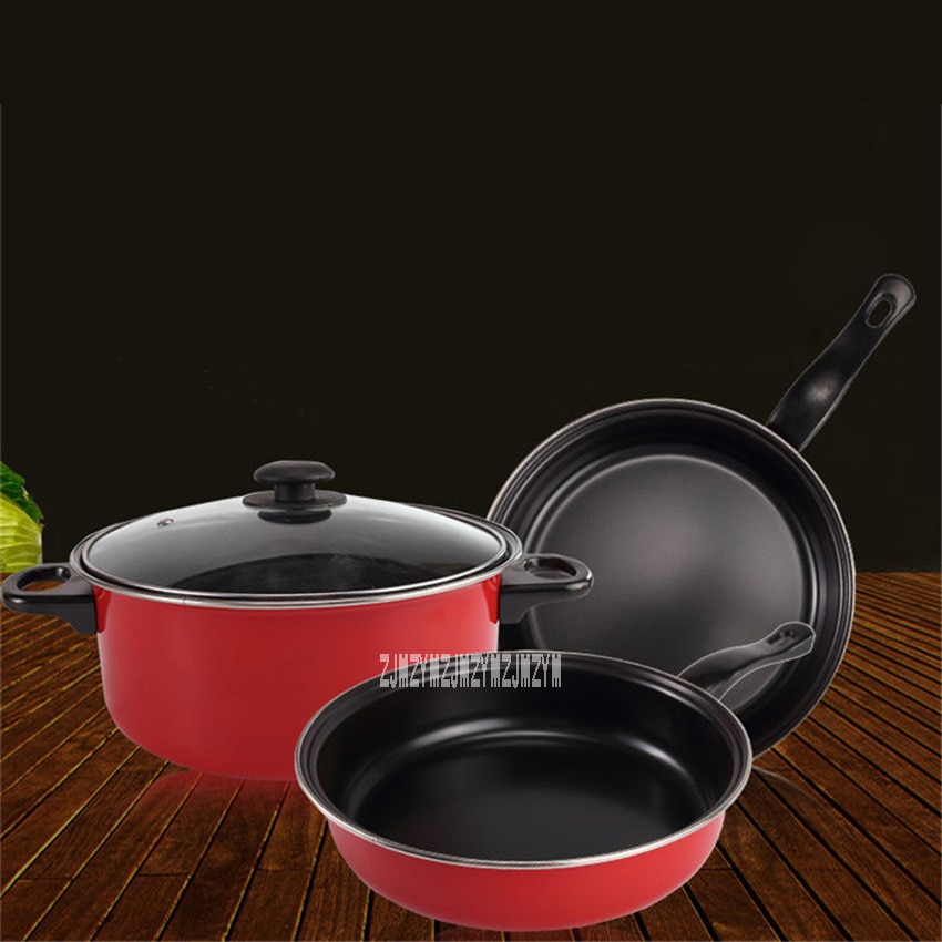 Three-piece Pot Set Soup Pot Colorful Non-stick Cookware Sets Promotional Activities With One Pot Cover