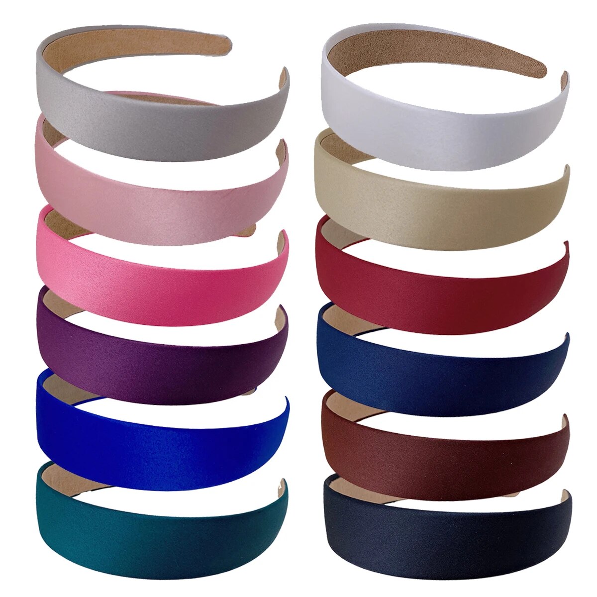 Bandana de cetim fosco para mulheres, aro básico para cabelos, bandanas largas antiderrapantes, acessórios para cabelo DIY, coloridos, 3 conjuntos