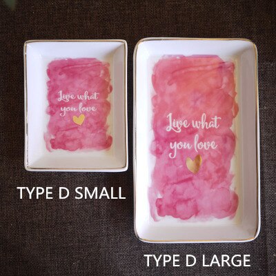 Vajilla de cerámica Rectangular, plato de flamenco para cena, pastel, bandeja de joyería, colección de escritorio, platos, decoraciones para el hogar: 1pc type D large
