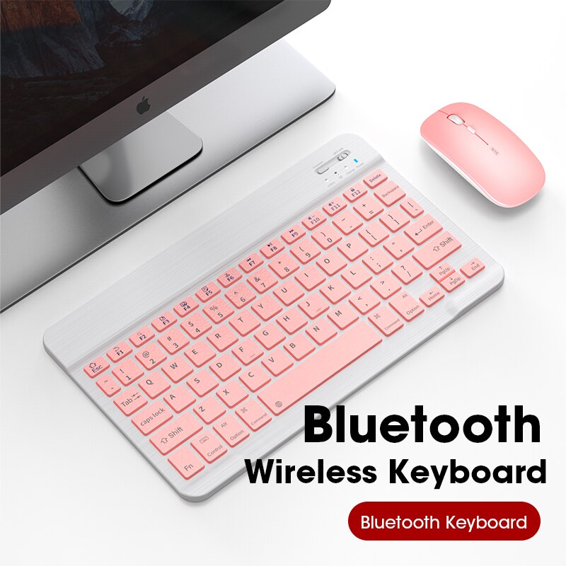 Bluetooth Pink Keyboard Mouse Combo Set For iPad Surface Tablet Laptop Wireless Silent Keyboard Mute Mini Size Keyboard Mouse