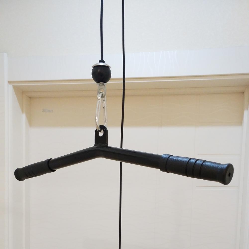 Conjunto de poleas con cable para entrenamiento muscular en casa, accesorios de gimnasio, barra con mango para tirar, máquina de remo, para fortalecer bíceps y tríceps