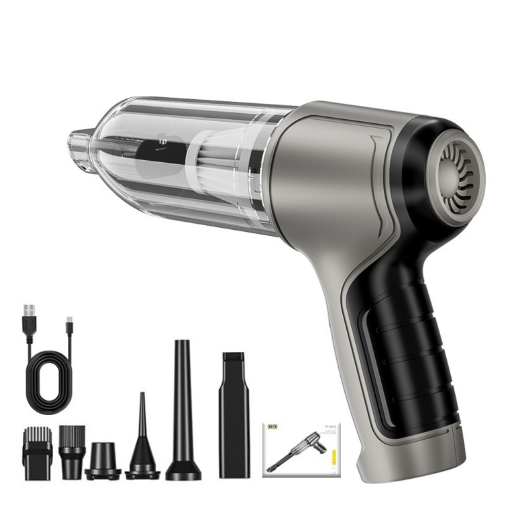 Suitu Car Mounted Vacuum Cleaner, Wireless Home and Car Dual-purpose Dry and Wet Vacuum Cleaner, High-power Portable Handheld VA: GRAY