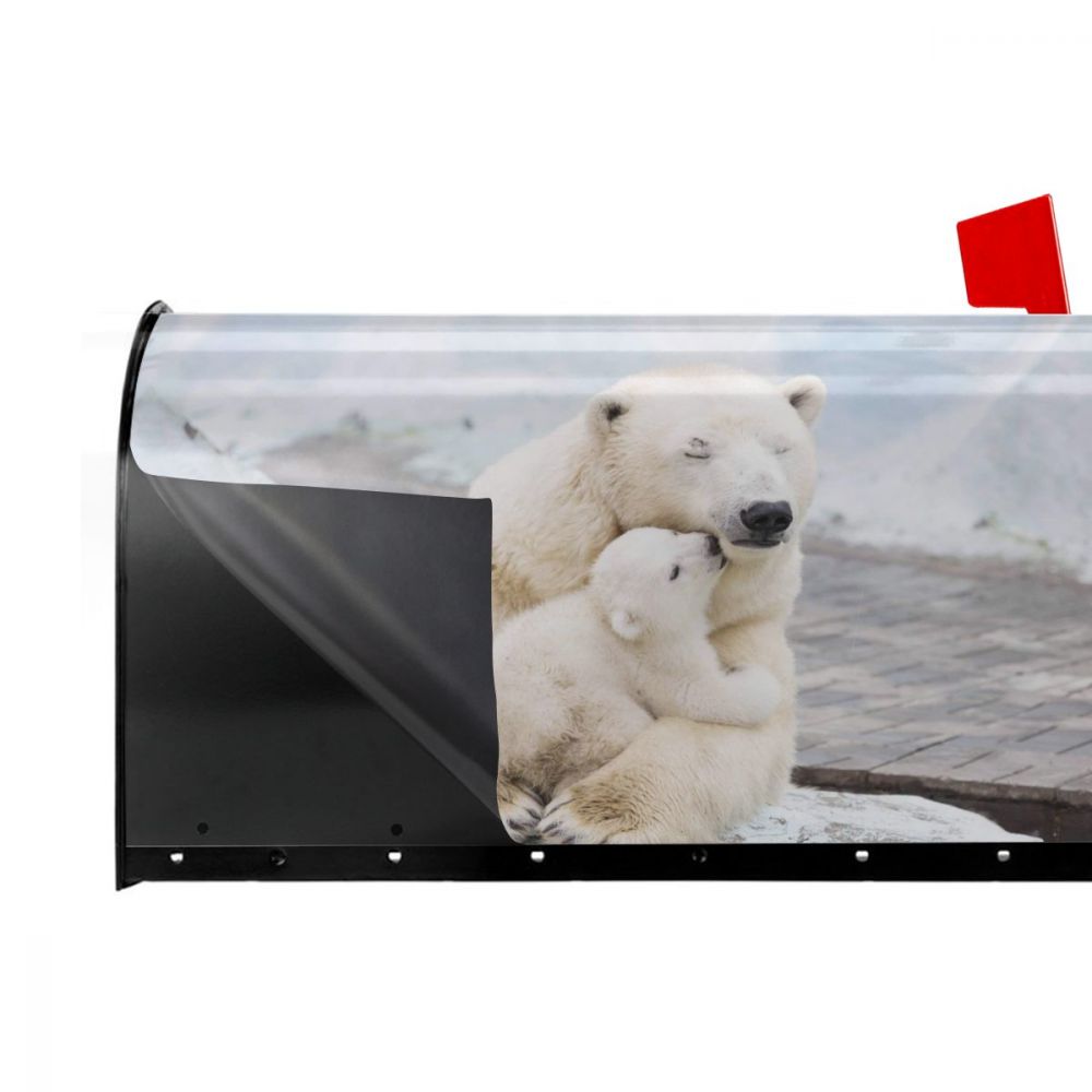Hvid isbjørnfamilie postkassedæksel julemailbox indpakker magnetisk postkassedæksel til havehave