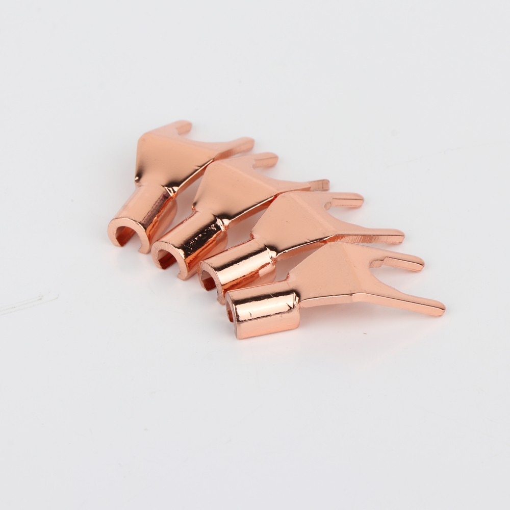 8PCS SY1502 Pure Red Copper Spade Plug Speaker Cable Spade Connector Terminal Plug