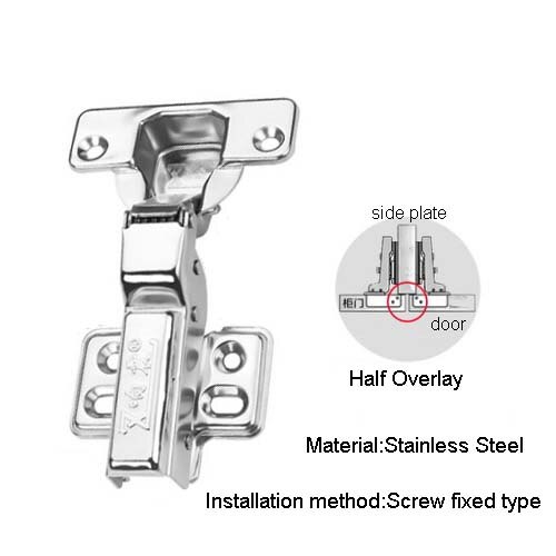 Half Overlay Stainless Steel Damping Hinges Hydraulic Hinge Buffer Cabinet Cupboard Door Hinges Furniture Hardware: B Type-SS