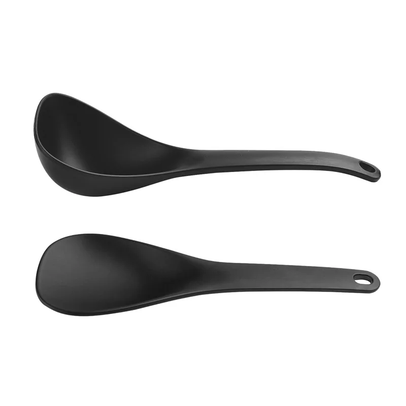 Plastic Non-Stick Rice Spoon Long Cooking Rice Spatula Scoop Black White Hangable Soup Spoon Kitchen Utensil Tableware