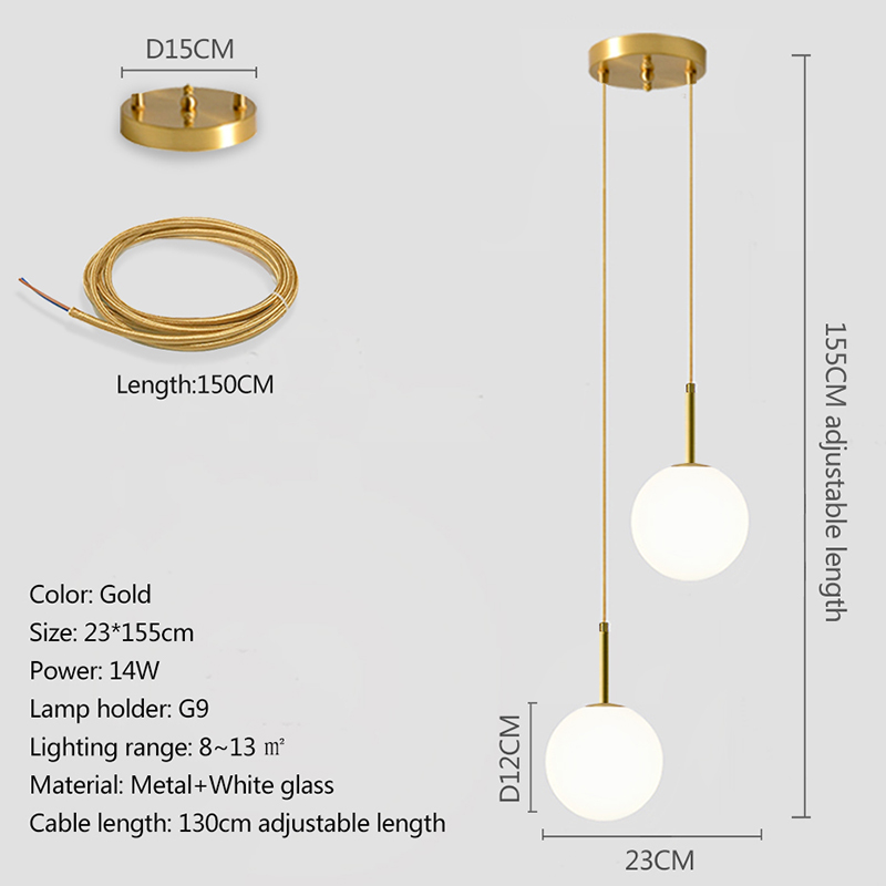 Nordic Glas Ball Anhänger Lichter Spannung 110V 220V Wohnkultur Esszimmer Schlafzimmer Nachttisch Ecke Hängen Lampen für Decke: Warmes Weiß / Orange