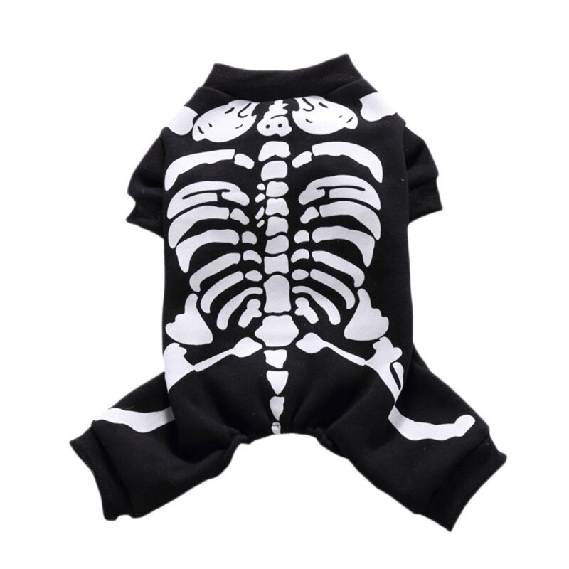 Disfraz de esqueleto para perro, abrigo de Halloween para cachorros, ropa para perros pequeños y medianos, mono de Cosplay para , trajes: S