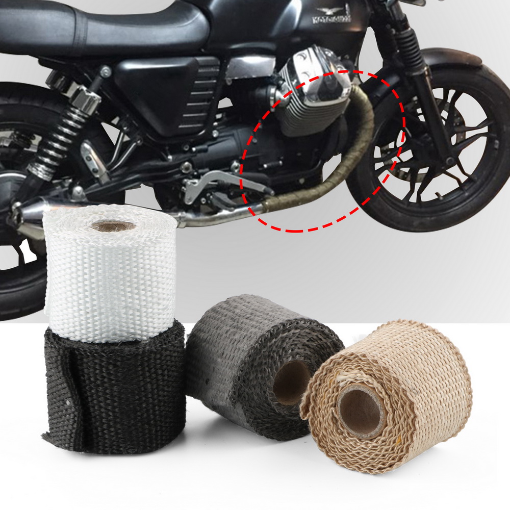 Motorcykel anti-isoleringstape varmeisolerende wrap udstødningsrørledningstape glasfiber 50mm x 1.5m