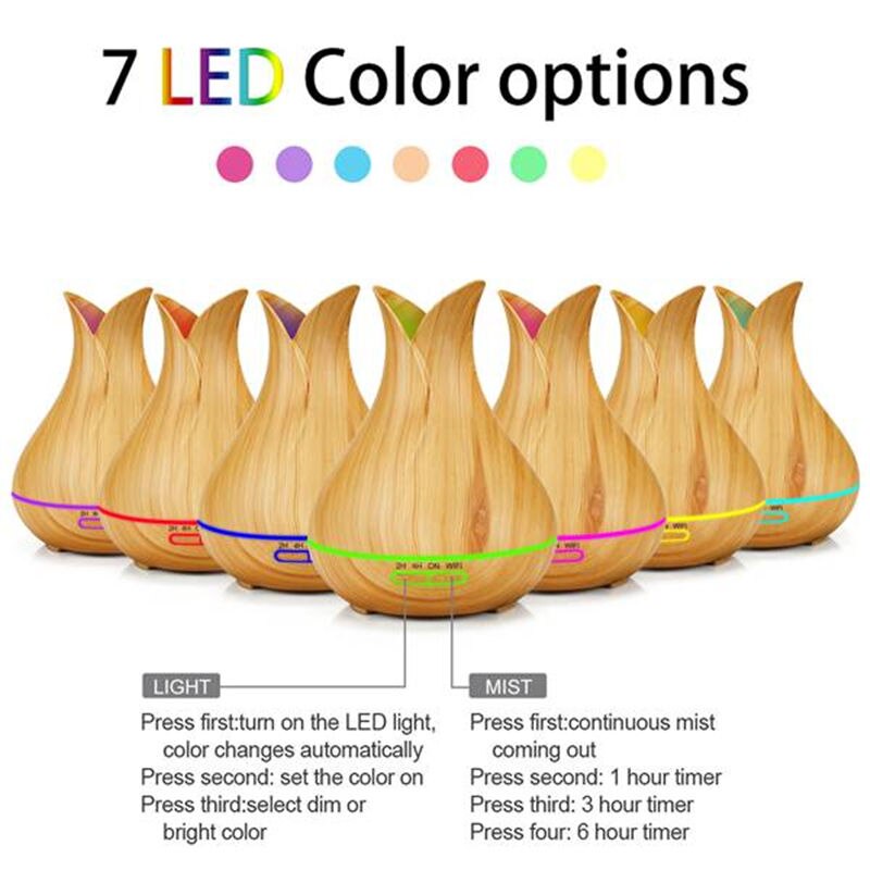 Smart Wifi Luchtbevochtiger Essentiële Olie Aromatherapie Diffuser Met Alexa Google App Voice Control 400Ml