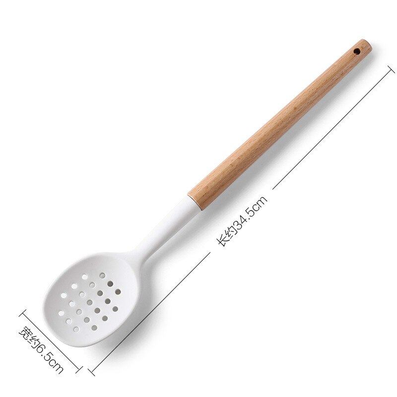 Silicone Kitchen Cooking Tools Set Cook Utensils Kits Non-stick Cookware Wooden Handle Kitchenware Spatula Shovel Baking Gadgets: 1pc Small Colander