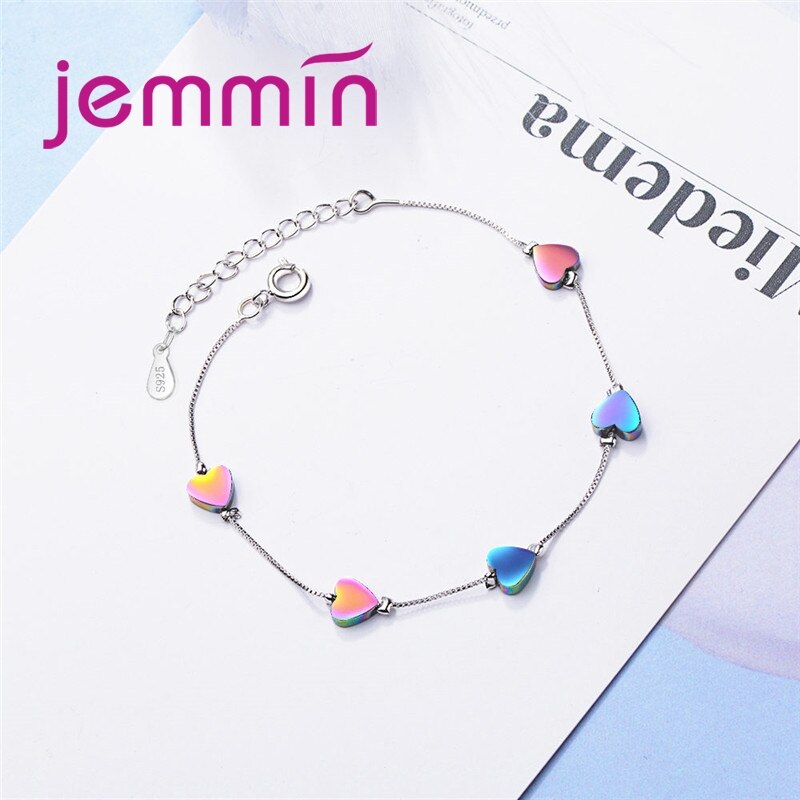 Exquisite Heart Sparkling CZ Stone With Genuine 925 Sterling Silver Resizable Bracelet Woman Girls Favorite