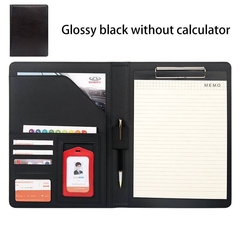 335*240mm A4 multifunktions Geschäft Büro Gewidmet Ordner Vertriebsleiter Leder Clip/vertragsunterzeichnung Carpetas Pasta Escolar: glänzend Schwarz ohne