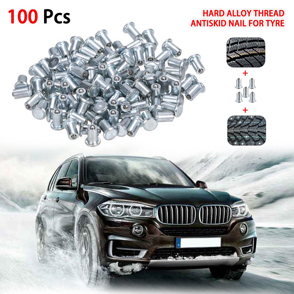 100 Pcs Car Tire Stud Screw 12mm Drill Sleeve Car Anti-Slip Screw Stud Wheel Tyre Snow Tire Spikes Trim SUV ATV Car Accessories: Default Title