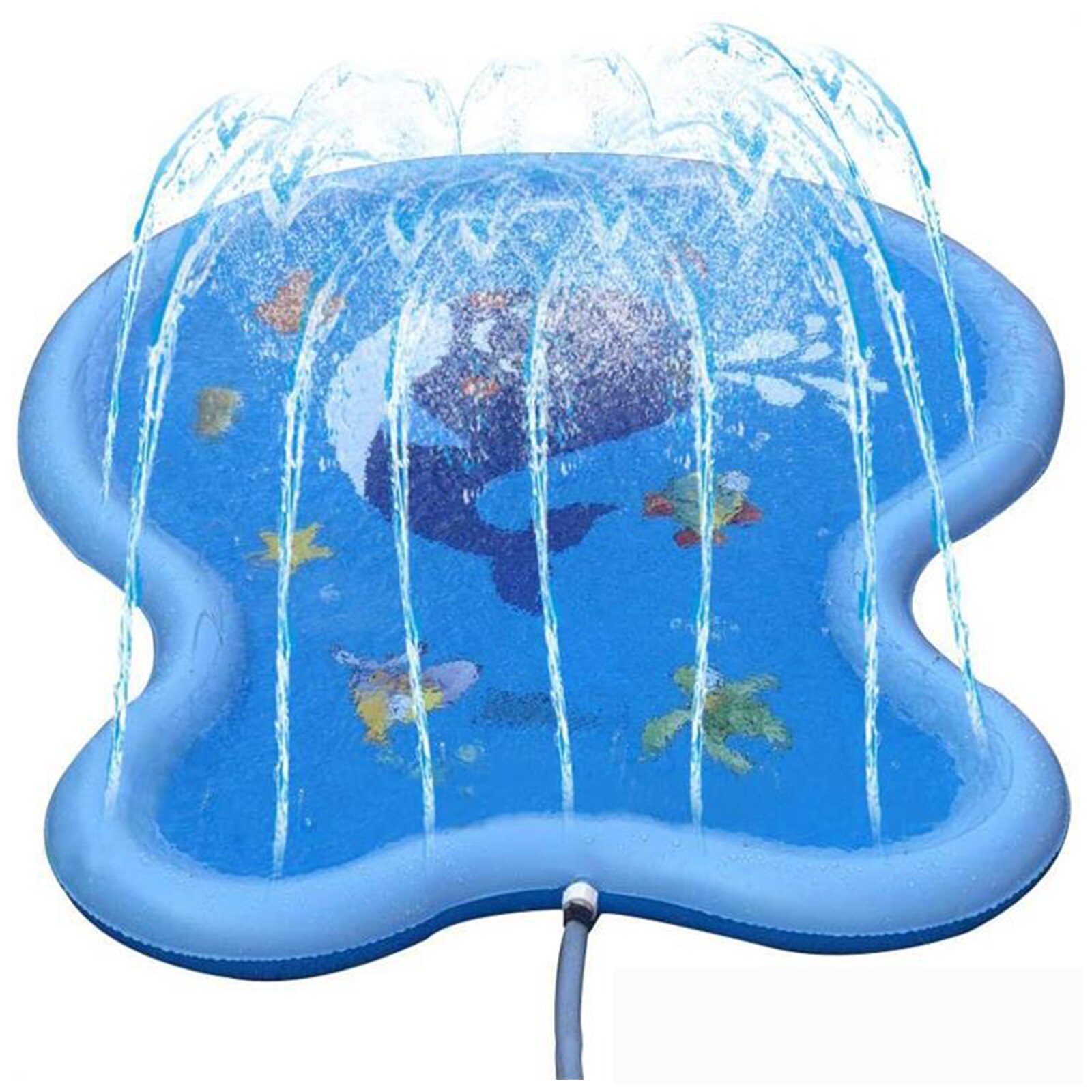 Collectie Vis Vorm Water Splash Mat Voor Kinderen Blauwe Cartoon Gedrukt Patroon Water Game Pad Voor Buitenshuis