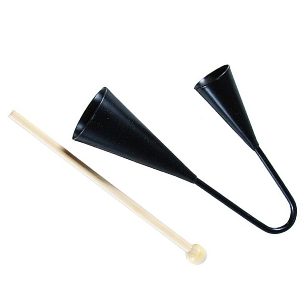 freundlicher Früer Bildung Agogo Glocke Traditionellen Kleine Musical Zwei Tonne freundlicher Schläger Instrument mit Holz Stock (Schwarz)