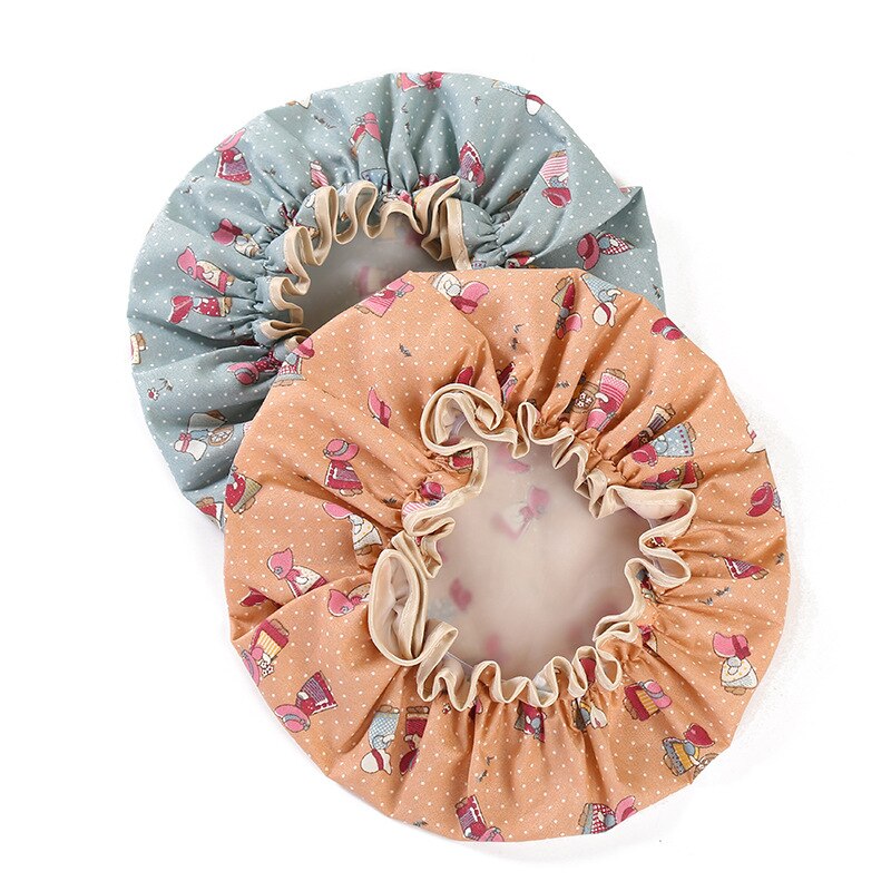Shower Cap Bathing Waterproof Cap Cute print Daisy Flamingo Anti-smoke Cap Comfortable Bath Hats Bathroom Accessories Hair Cover