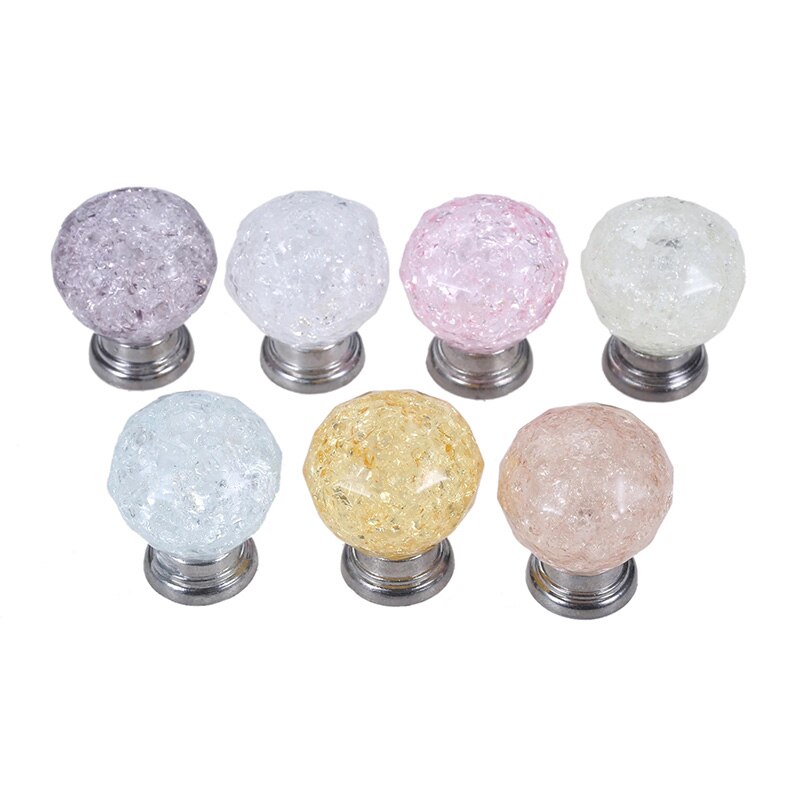 Crack Bal Knop Acryl Ice Crackle Kristal Handvat Gem Ronde Diamant Lade Pull Hardware Enkel Gat Kristal Knoppen Handles