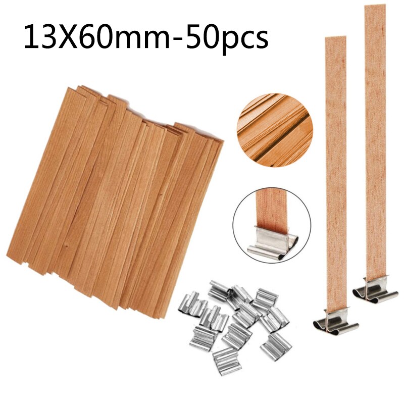 Wood Candle Wicks Candl Wick With Base Wooden Candle Wick Set Core For DIY Candle Making Supplies Handmade Soy Parffin Wax Wick: 13X60mm