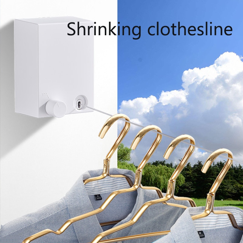 Indoor Outdoor Retractable Laundry Clothesline Wall Hanging Stretch Washing Clothes Line Shrinking Balcony Invisible Line