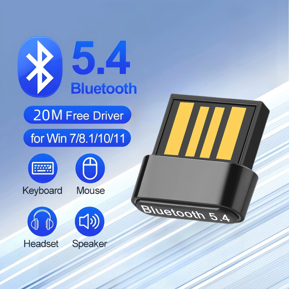150M Bluetooth 5.4 Ontvanger Zender Gratis Driver USB Bluetooth Adapter voor PC Windows 11/10/8.1 muis Toetsenbord Audio Dongle: Zilver