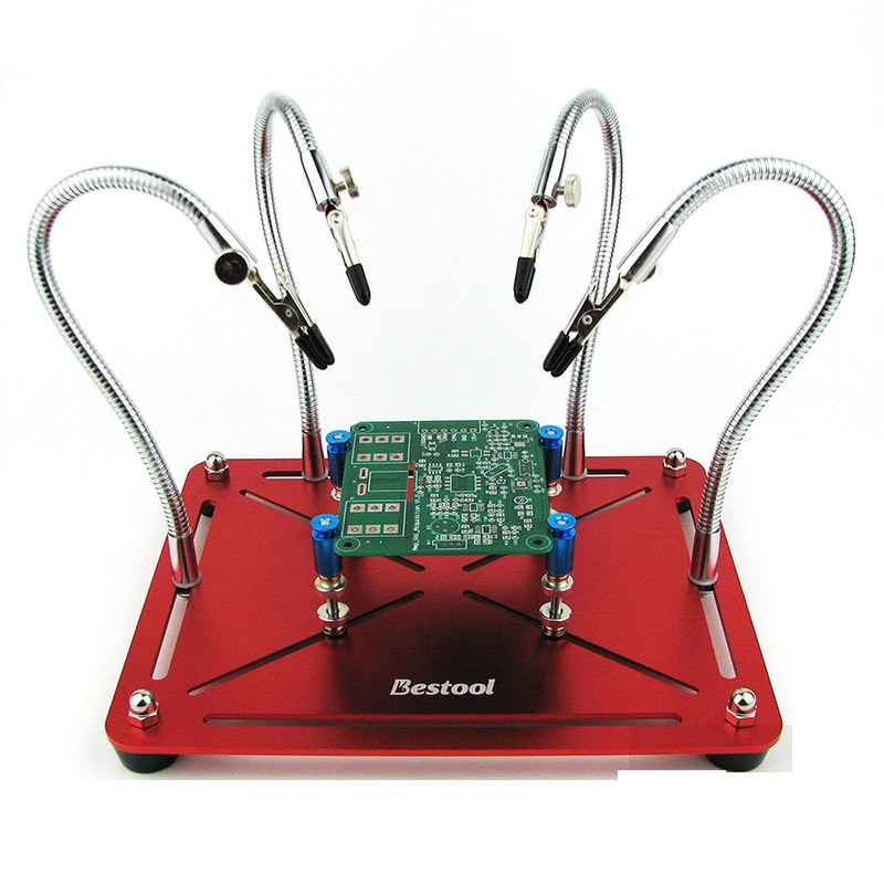 Helping Hands Soldering Toolour Derde Hand Solderen Tool met 4 Magnetische Base, 6 PCB Houder, Heavy Duty Base Plate Solderen Rework Station voor Ambachten, Reparatie, Hobby