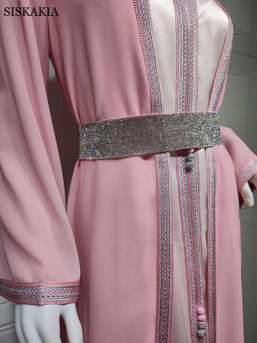 Twee Stukken Abaya Set Vrouwen Vest Lange Jurk Met Chiffon Bovenkleding Mubarak Eid Moslim Marokkaanse Caftan Arabische Oman Dubai Jalabiya