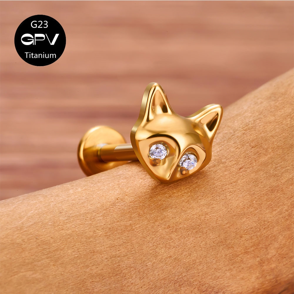 Reines Titan G23 Ohr Wirbel Nagel tränenreich kleine Fuchs Persönlichkeit Hochglänzender Ohrschirm Perforierter Schmuck Ohrnagel Earbone Nagel