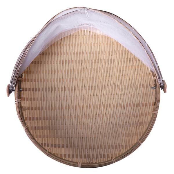 Handgemaakte Bamboe Geweven Bug Proof Rieten Mand Stofdicht Picknick Fruit Lade Voedsel Brood Gerechten Cover Met Gaas: other 2