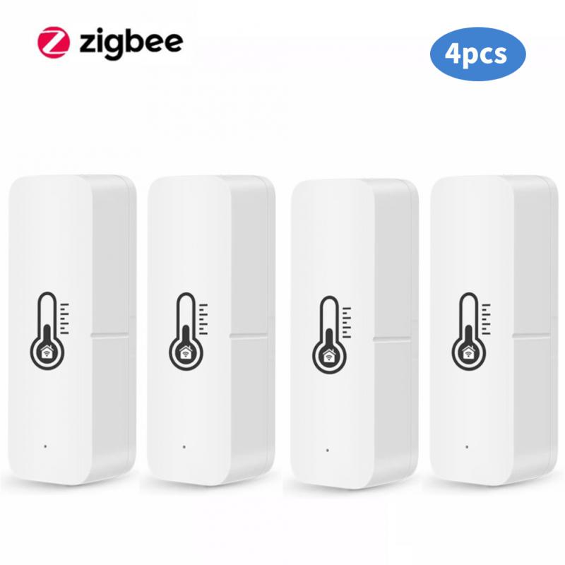 Wifi ZigBee Tuya Smart Temperature And Humidity Sensor Smart Home Indoor Hygrometer Controller Monitoring For Alexa Google Home: Zigbee 4pcs