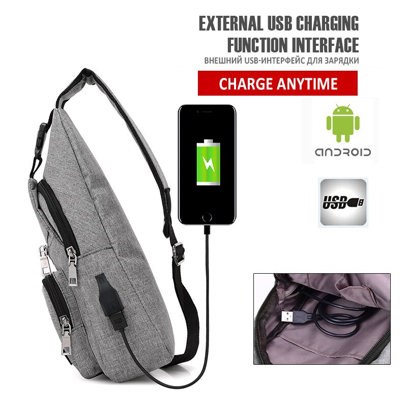 Scione Sport USB charge sacs à bandoulière pour hommes messagers sac Oxford court voyage sacs à bandoulière pour hommes Anti-vol poitrine sac