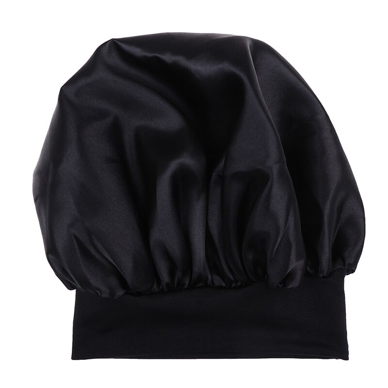 1pc Satin Sleeping Hat Night Sleep Cap Hair Care Bonnet Nightcap For Women Men Unisex Cap Bonnet: black