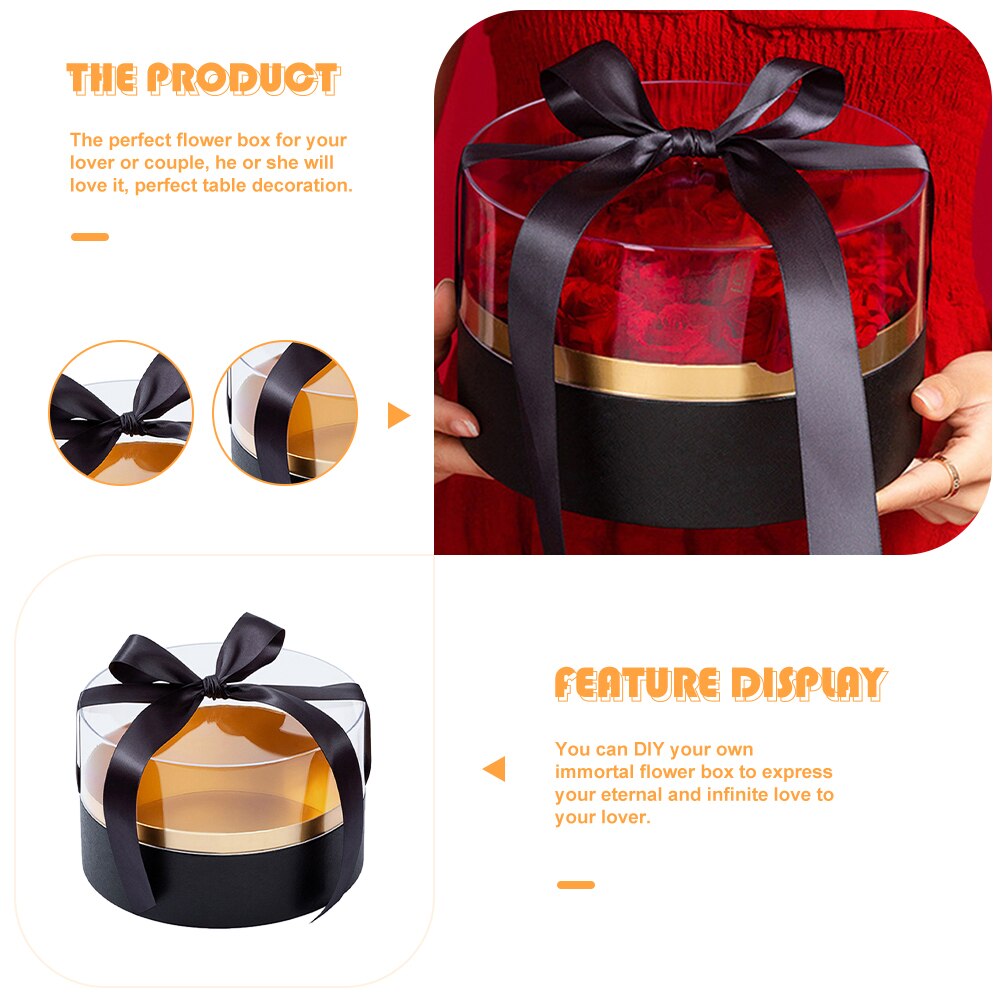 Round Mother's Day Box Eternal Flower Box Party Favor Container with Window