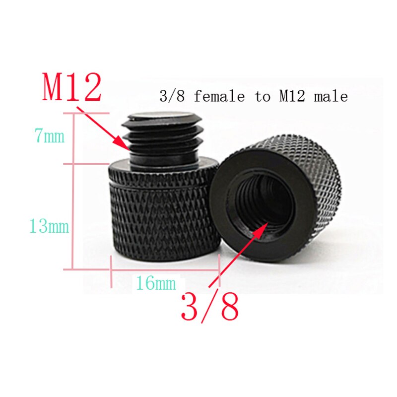 Vis de Conversion M5 M6 M8 M10 M12 mâle à femelle 1/4 ou 3/8, accessoires de photographie pour appareil photo, trépied, vis à plaque à dégagement rapide: M12 Gong to 38 Mu
