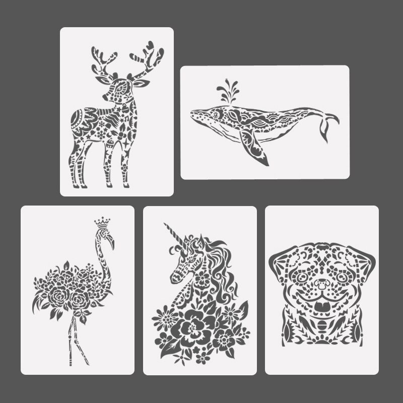 DIY animal Hand Drawing Stencil Tools Kids Toy Photo Novelty Educational Toy Various Styles Art Supplies Toy For kids: 5pcs A