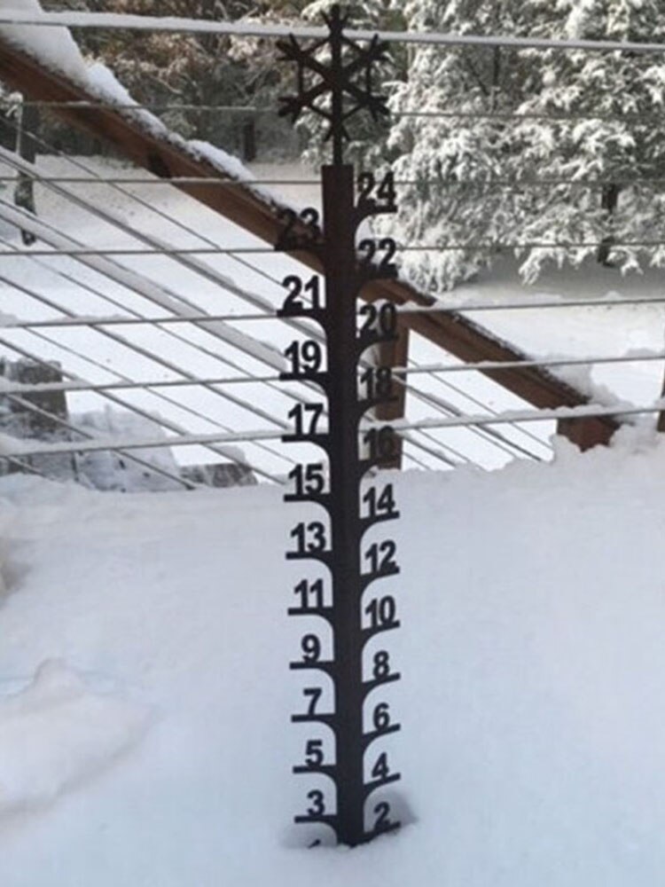 Garden Snow Meter Ornaments Motorcycle Pattern Snow Depth Gauge Snowfall Meter Snow Ruler Snow Detector Snow Height Measurer