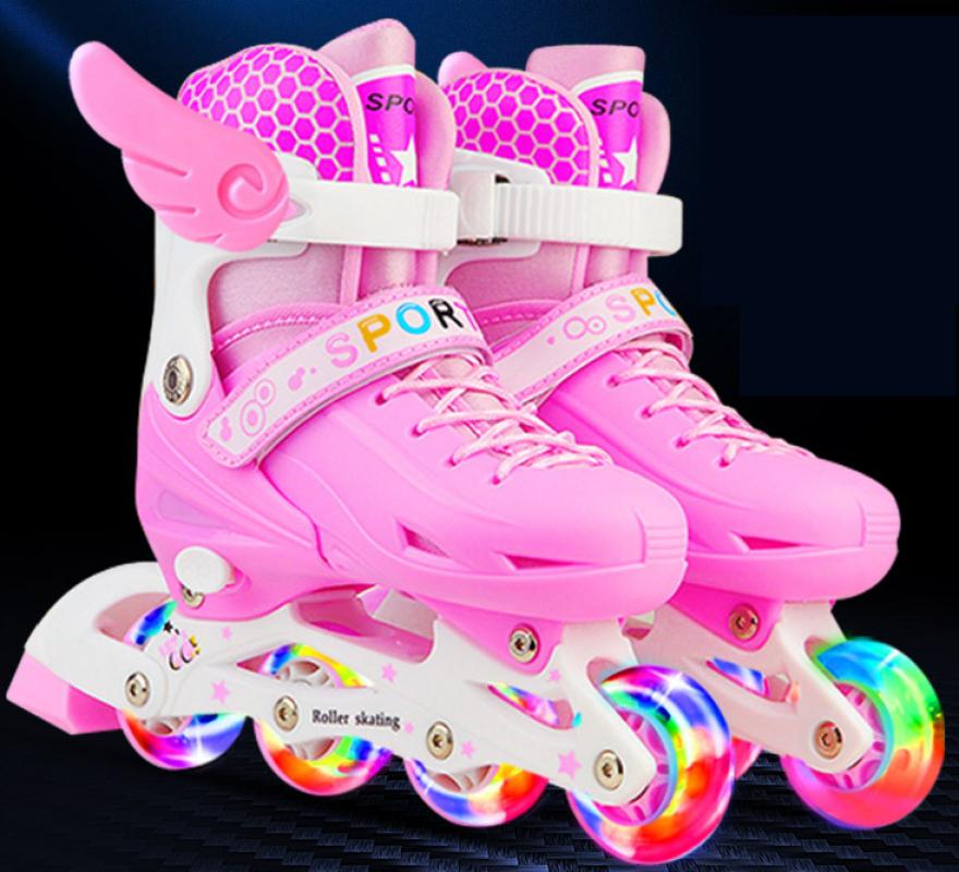 Kids Flash Roller Skate Schoenen Schaatsen Sneakers Kinderen Voor Meisjes Jongens Roze Blauw Outdoor Ajustable Inline Schaatsen Wielen Schoenen