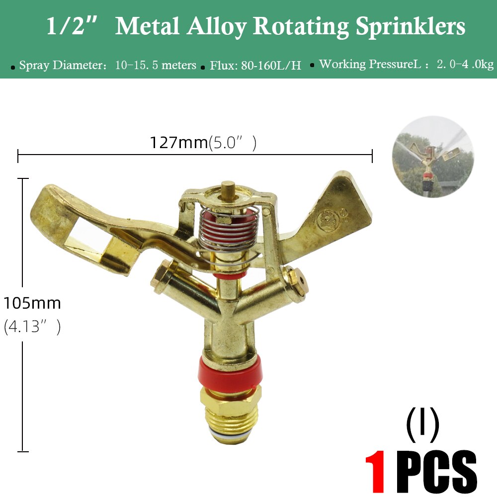 Tripé de aço inoxidável impacto sprinklers kit 360 graus girar bocais pulverizador para 1/2 &quot;mangueira planta agrícola irrigação flor: Ix1PCS
