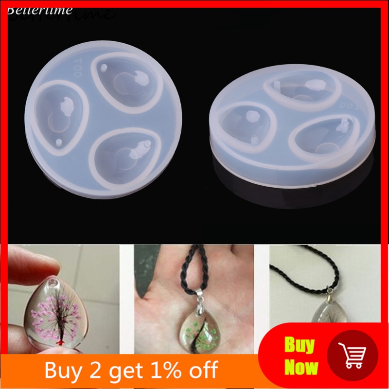 DIY Silicone Pendant Water Gem Mold Resin Casing Craft Making Tool Jewelry